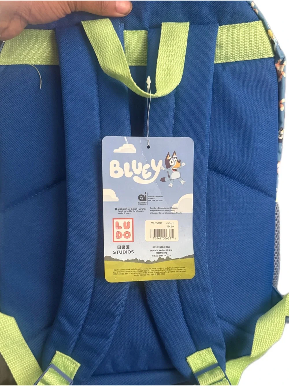 Bluey Kids Backpack with Playful Front Pocket - Blue & Lime